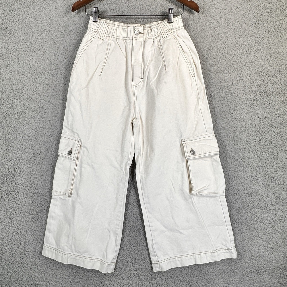 Obey Teens Cream Wide Leg Cargo‎ Pants Size Small Y2K Style Rave Pants
